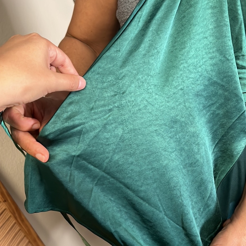 Lulus- Love in Your Life Emerald Green Satin Halter Maxi Dress - Picture 9 of 9